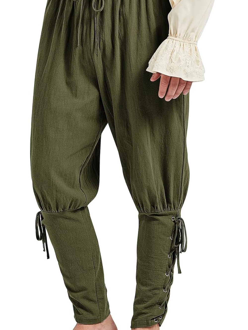 American Threads Olive Lace-Up Drawstring Joggers